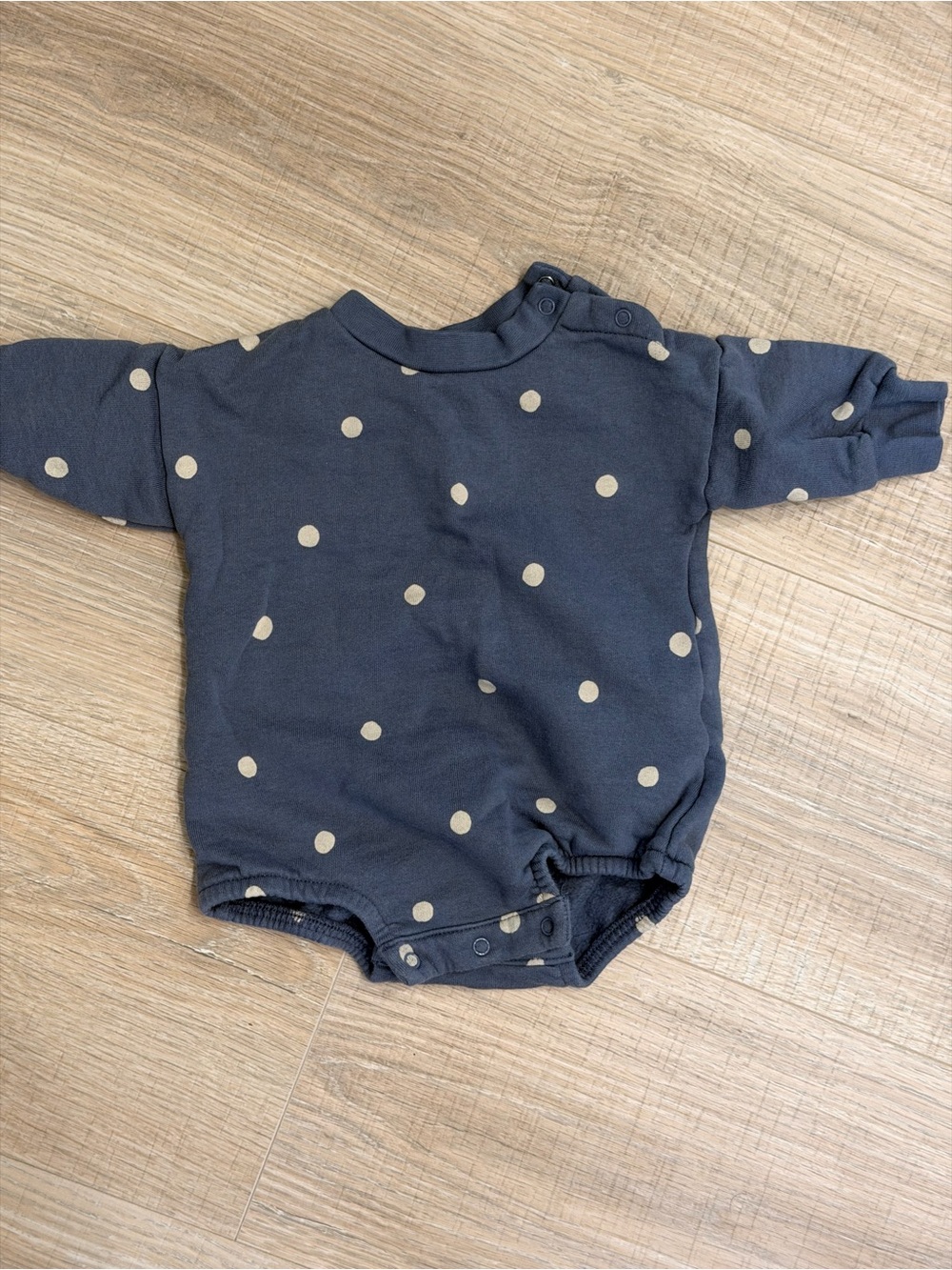 Kendi Navy Polka Dot Baby One-Piece Romper